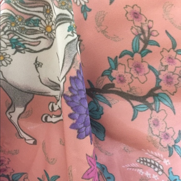 Pink Bohemian Kimono With Horse & Floral Pattern - Picture 8 of 8
